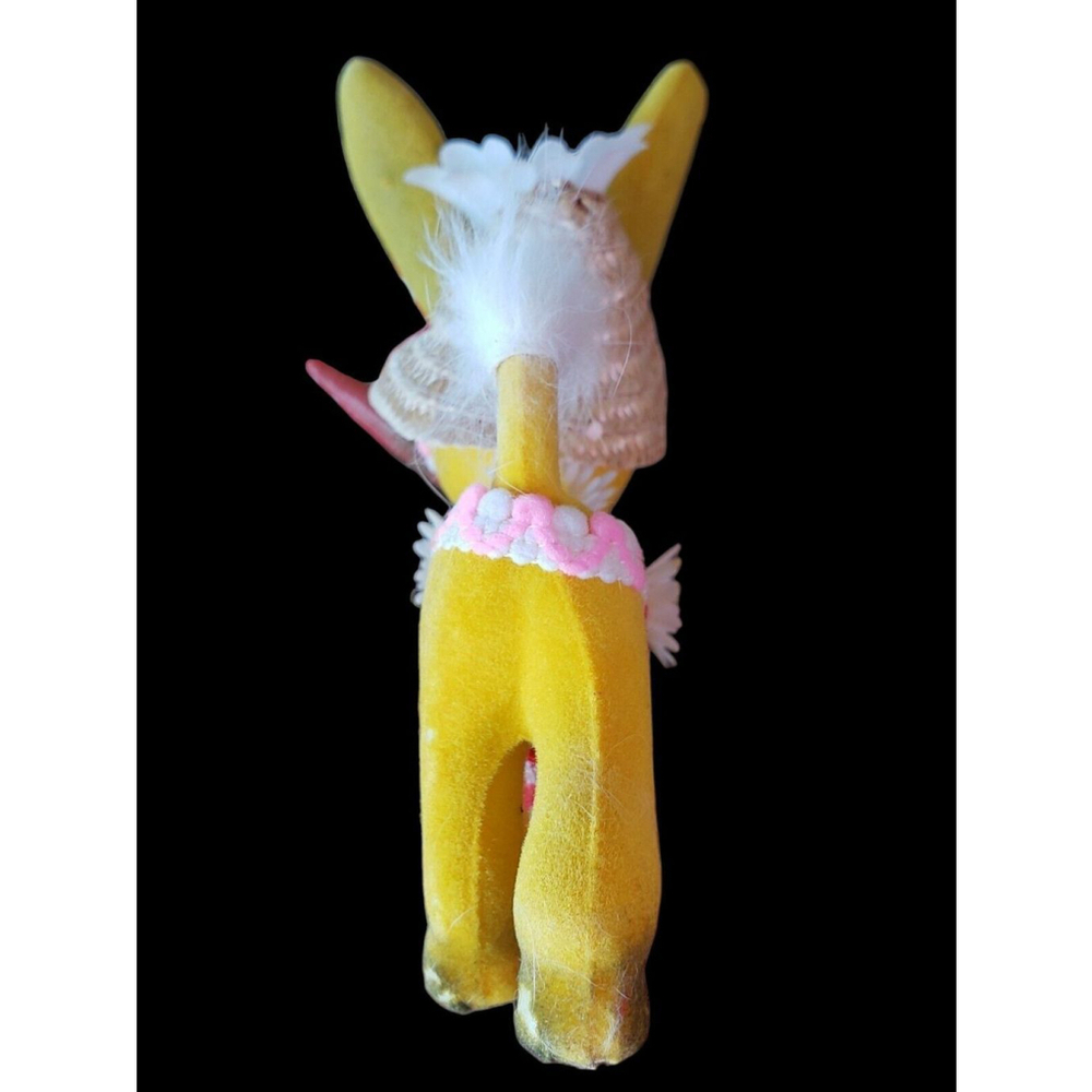 Vintage 1960s Hong Kong Velvet felted plastic Donkey mule yellow - Picture 3 of 10